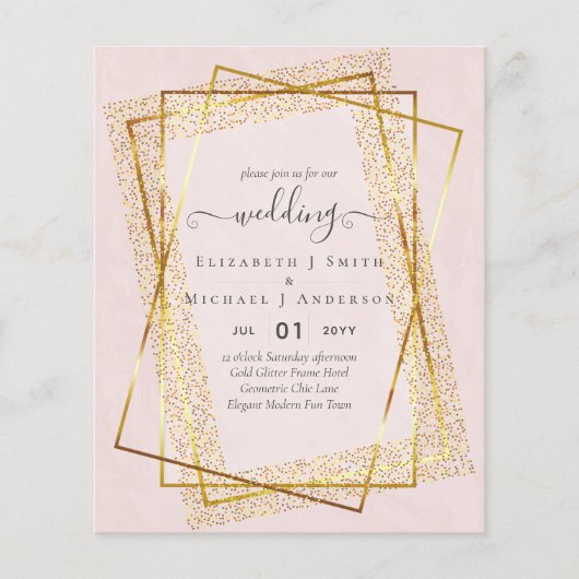 HUWELIJKSUITNODIGINGEN VOOR EEN KLEIN BUDGET Goud (Voorkant)
