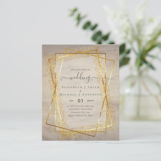 HUWELIJKSUITNODIGINGEN VOOR EEN KLEIN BUDGET  Goud (Staand voorkant)
