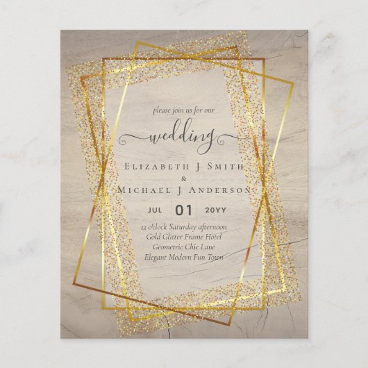 HUWELIJKSUITNODIGINGEN VOOR EEN KLEIN BUDGET  Goud (Voorkant)