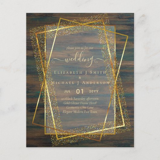 HUWELIJKSUITNODIGINGEN VOOR EEN KLEIN BUDGET  Goud (Voorkant)