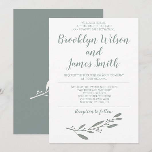 Huwelijksuitnodigingen voor het tweede huwelijk Sa Kaart (Voorkant / Achterkant)