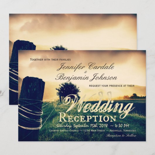 Huwelijksuitnodigingen voor ontvangst na de bruilo kaart (Voorkant / Achterkant)