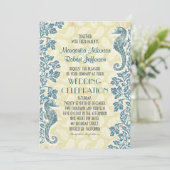 huwelijksuitnodigingen voor zeepaardjes kaart (Staand voorkant)