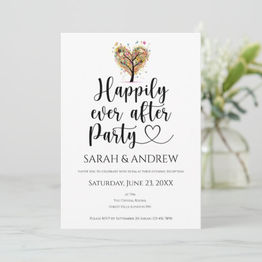 Huwelijksuitnodigingen Zomer Gelukkig Altijd Na De Kaart (Staand voorkant)