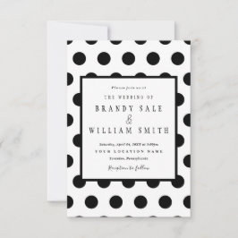 Huwelijksuitnodigingen | Zwarte klassieke polka do Kaart