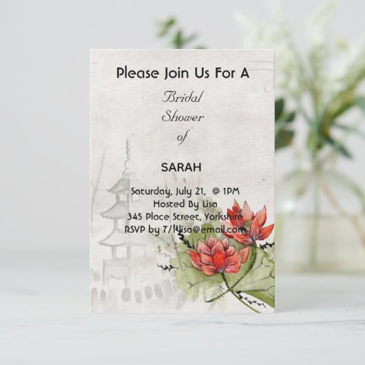 Huwelijksuitnodigingskaart Aziatische stijl bloeme Save The Date (Staand voorkant)