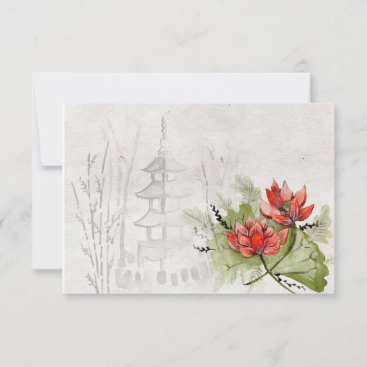 Huwelijksuitnodigingskaart Aziatische stijl bloeme Save The Date (Achterkant)