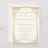 Huwelijksuitnodigingskaart, Great Gatsby, goud wit Kaart (Voorkant)