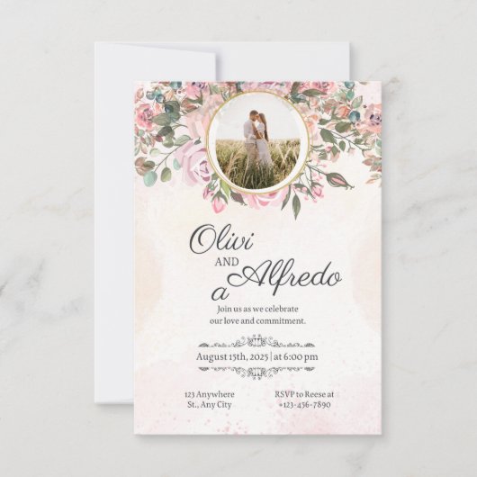 huwelijksuitnodigingskaart kaart (Voorkant)