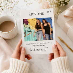 Huwelijksuitnodigingskaart voor bruidsmeisje met f kaart