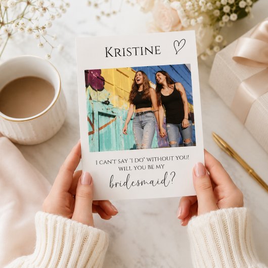 Huwelijksuitnodigingskaart voor bruidsmeisje met f kaart