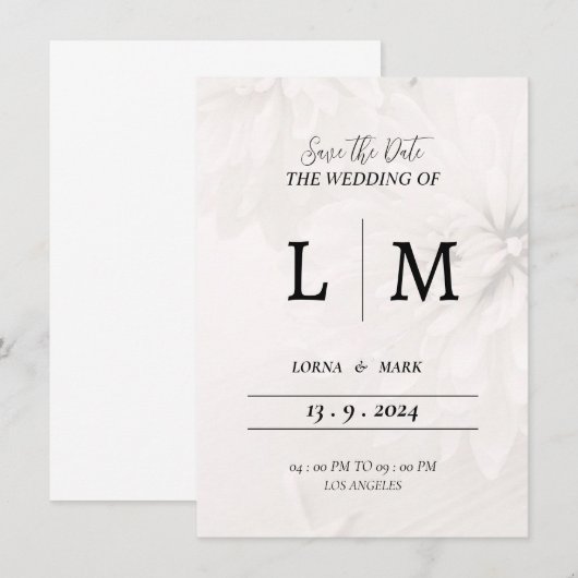 Huwelijksuitnodigingskaart witte envelop bedankkaart (Voorkant / Achterkant)