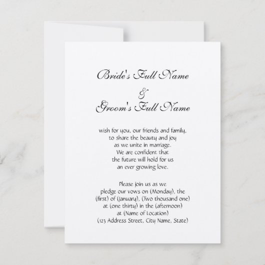  huwelijksuitnodigingssets kaart (Achterkant)