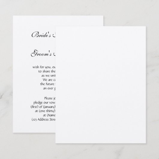  huwelijksuitnodigingssets kaart (Voorkant / Achterkant)