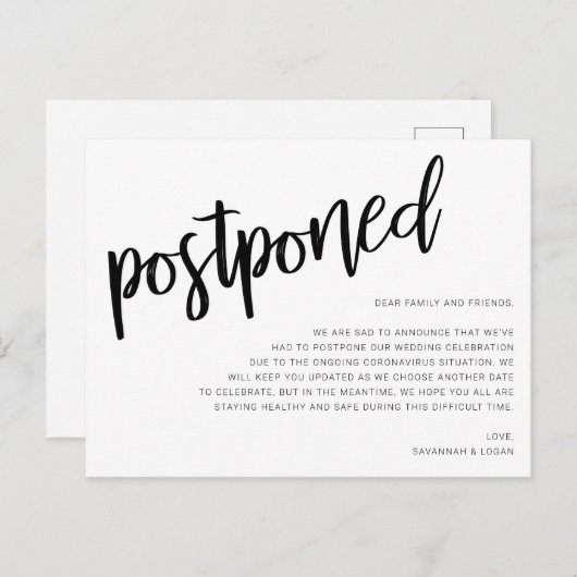Huwelijksuitstel Aankondigingskaart (Voorkant / Achterkant)