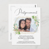 Huwelijksuitstel Greenery Fotoaankondiging Briefkaart (Voorkant / Achterkant)
