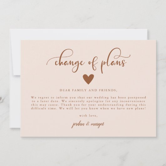 Huwelijksupdate Aankondiging Wijziging Plannen (Voorkant)