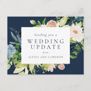 Huwelijksupdate marine floral briefkaart
