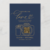 Huwelijksvangst De Liefde Marine Blauwe QR Code Fo Informatiekaartje (Voorkant)