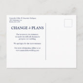 Huwelijksverandering van plannen Modern Minimal Na Briefkaart (Achterkant)
