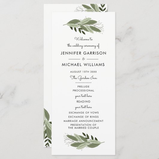 Huwelijksveren Programma Programmakaart (Voorkant / Achterkant)