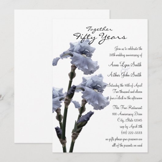 Huwelijksverjaardag Iris Kaart (Voorkant / Achterkant)