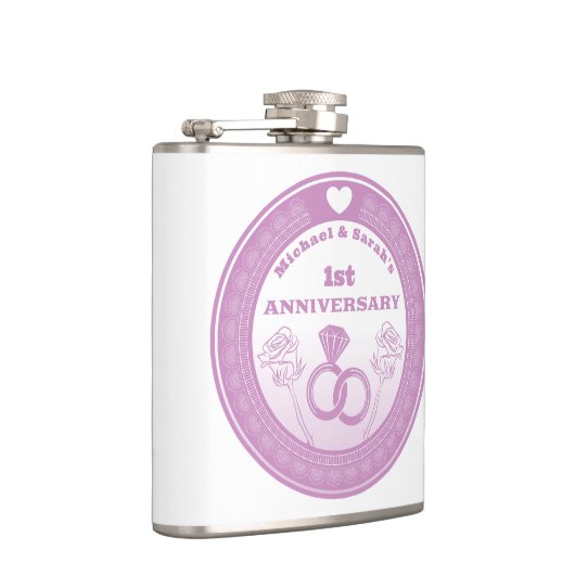 Huwelijksverjaardag Lace look verander het jaar Heupfles (Rechts)