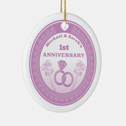 Huwelijksverjaardag Lace look verander het jaar Keramisch Ornament (Rechts)