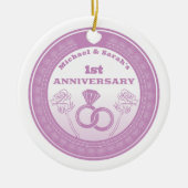 Huwelijksverjaardag Lace look verander het jaar Keramisch Ornament (Voorkant)