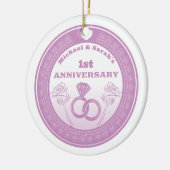 Huwelijksverjaardag Lace look verander het jaar Keramisch Ornament (Links)