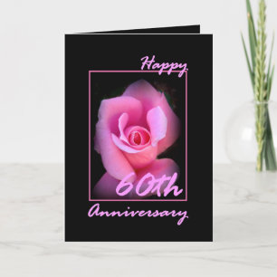 Huwelijksverjaardagskaart 60 jaar met roze rooskno kaart