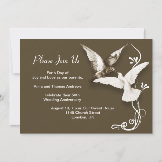 huwelijksverjaardagsuitnodigingen kaart (Voorkant)