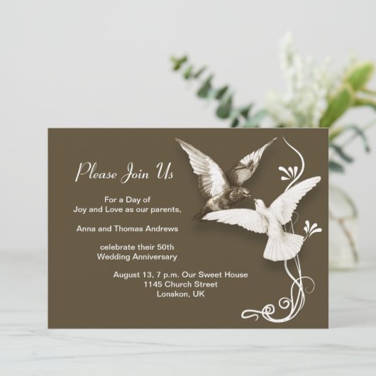 huwelijksverjaardagsuitnodigingen kaart (Staand voorkant)