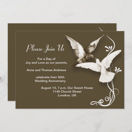 huwelijksverjaardagsuitnodigingen kaart (Voorkant / Achterkant)