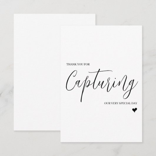 Huwelijksverkoper Dank u kaart- Fotograaf / Vid Bedankkaart (Voorkant / Achterkant)
