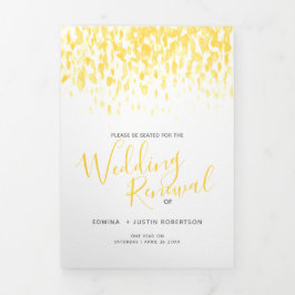 Huwelijksvernieuwing ceremonie geel grijs programm drieluik programma