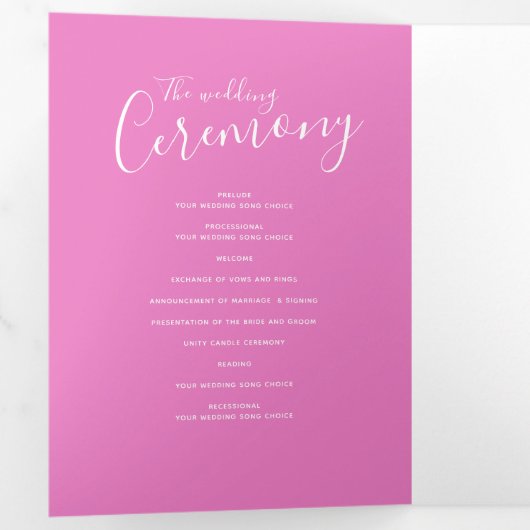 Huwelijksvernieuwing ceremonie programma roze prog (Binnenzijde eerst)