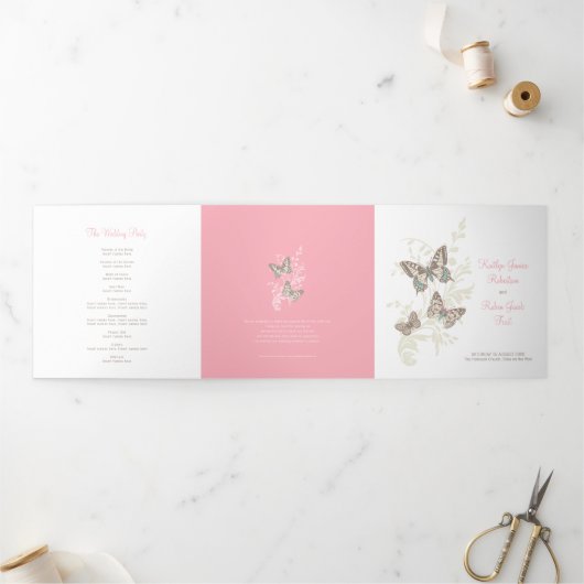 Huwelijksvernieuwing programma roze bruine vlinder (Buitenkant)