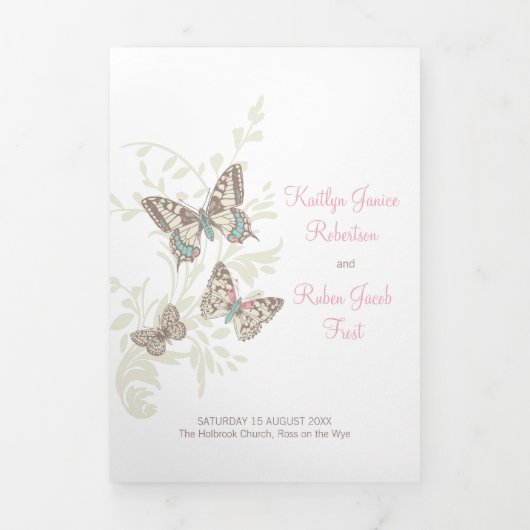 Huwelijksvernieuwing programma roze bruine vlinder (Cover)