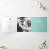 Huwelijksvernieuwing vierkant programma aqua vlind (Binnen)