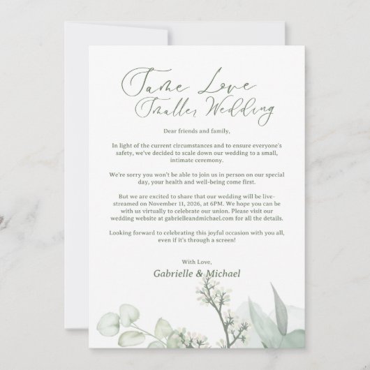 Huwelijksverontschuldigingsaankondiging Downsized Kaart (Voorkant)