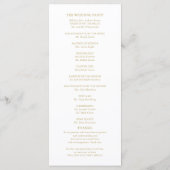 Huwelijksvolgorde Ceremonie Programma Goud Programmakaart (Achterkant)