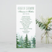 Huwelijksvolgorde van de ceremonie van de dennenbo programmakaart (Staand voorkant)