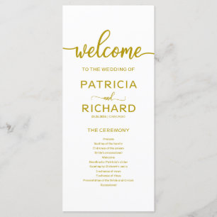 Huwelijksvolgorde van de dienst Ceremonie Programm Programmakaart