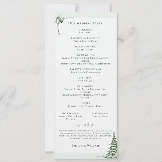 Huwelijksvoltrekkingsprogramma Kerst (Achterkant)