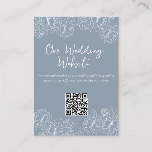 Huwelijkswebsite Dusty Blue Boho Botanical Enclosu Informatiekaartje (Voorkant)