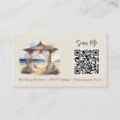 Huwelijkswebsite Houten Strandboog en Koppelfoto Informatiekaartje (Voorkant)