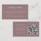 Huwelijkswebsite | Minimalistische Mauve RSVP QR-c Informatiekaartje (Voorkant / Achterkant)