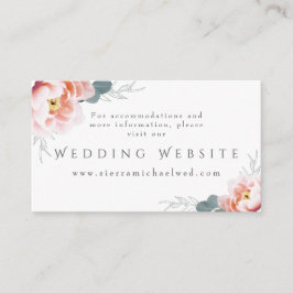 Huwelijkswebsite | Moderne bloemige blush roze pio Informatiekaartje