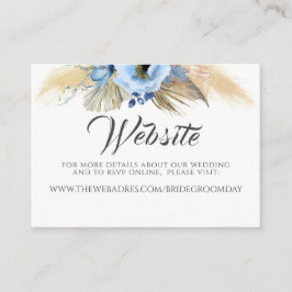 Huwelijkswebsite Pampas Grass Dusty Blue Floral Visitekaartje
